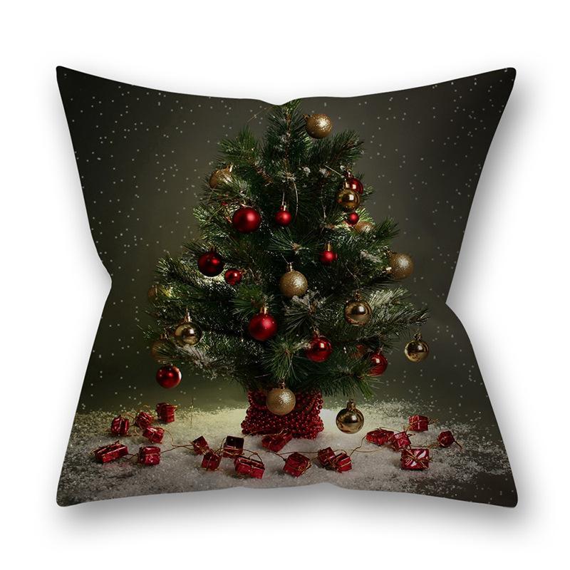 Christmas Cushion 45x45 Pillowcase Polyester Snowflakes Tree Printed Sofa Cushions Decorative Pillow 18x18 Home Decor