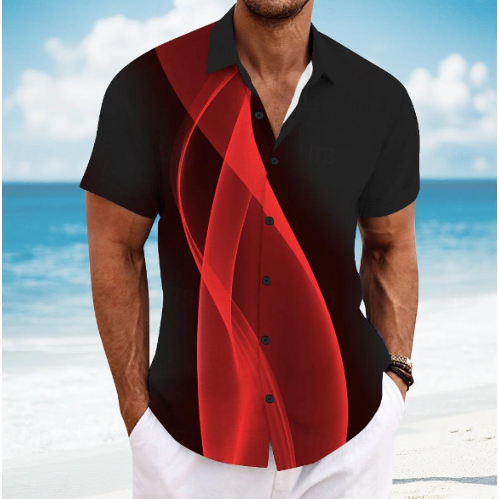 Camisa de Hombre con Patrón Sencillo Estampado 3D Camisa de Botones Camisa Casual Camisa de Verano Manga Corta Ropa Diaria de Vacaciones