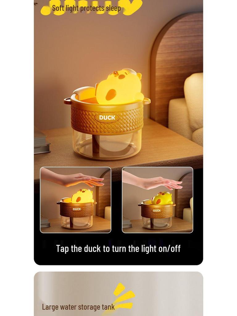 Creative Yellow Duck Mini Air Humidifier: 2-Speed, Long/Intermittent Spray for Desktop & Home Use