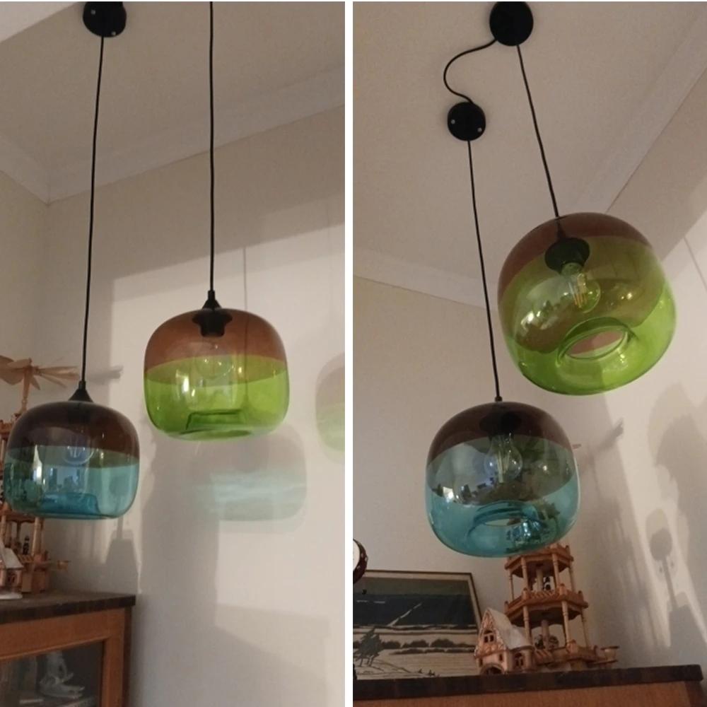 Moderní severské umění barevné závěsné skleněné závěsné lampy svítidla E27 LED pro kuchyňskou restauraci