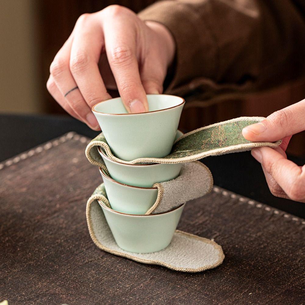 Bump-proof Tea Pot and Cup Holder Chinese Style Teapot Cover Cloth  Tea Cup Protection