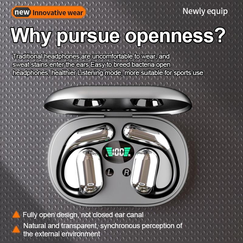 Q16 TWS Vezeték nélküli Digitális Kijelzős Fülhallgatók HiFi Sztereó Szuper Basszus Headset Fülkampós Fájdalommentes Viselés Nagy Kapacitású Zajszűrő Fejhallgató