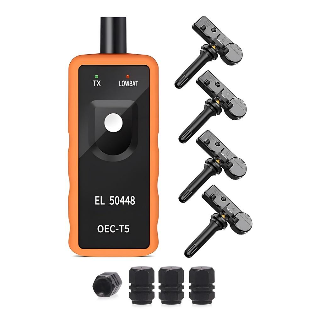 

315MHz TPMS Sensor 4-Pack TPMS Sensors with EL-50448 TPMS Tool for Universal Series Vehicles (with Metal Tire Cover)
