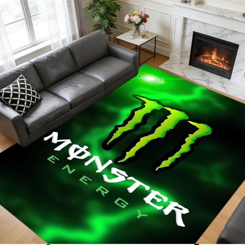 Tappeto in Peluche di Cristallo con Stampa Monster Energy Anti?Indumenti da notte?Tappeto da Pavimento Resistente per Decorazione Domestica Interna