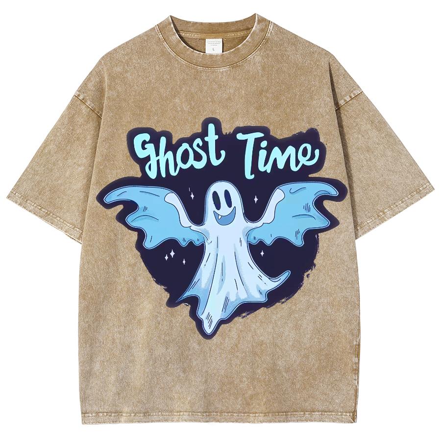 Funny Cute Style Ghost Ghost Print Women's T-Shirt Unisex Oversized Loose Short Sleeve Harajuku Style Retro Top
