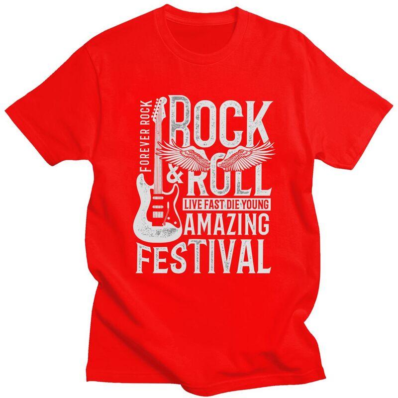 

Мужские футболки Custom Forever Rock 100% Хлопок Т-футболки Хэви-метал Гитара Любитель Музыки Футболка с коротким рукавом Повседневная Футболка Одежда S