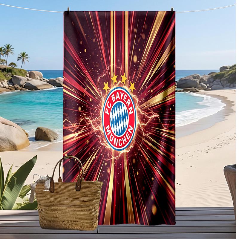 Asciugamano da Spiaggia Stampato Bayern Monaco Asciugamano Morbido ad Asciugatura Rapida Coperta da Spiaggia Rettangolare Grande Portatile per Viaggi Piscina