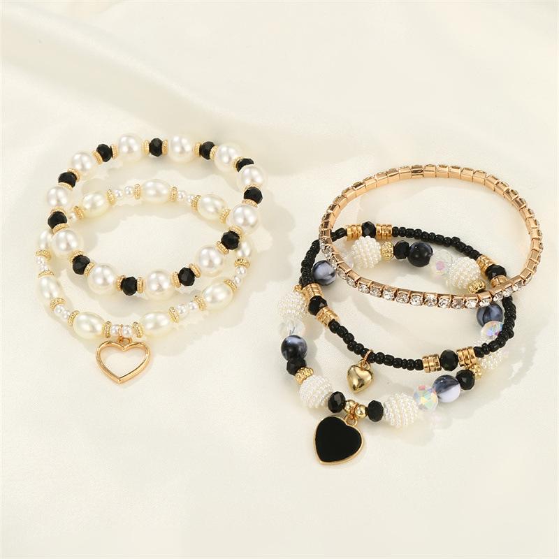 5Pair Of Heart Love Bracelets Simple Versatile Fashionable High-end Women's Delicate New Style Creative Zircon Gifts