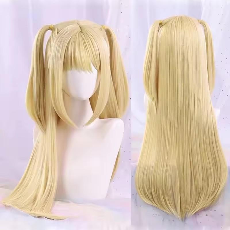 MisaMisa Cosplay Death Cosplay Kostüm Misa Amane Perücke Damen Lederkleid Spitze Ärmel Socken Halskette Choker Set Outfits