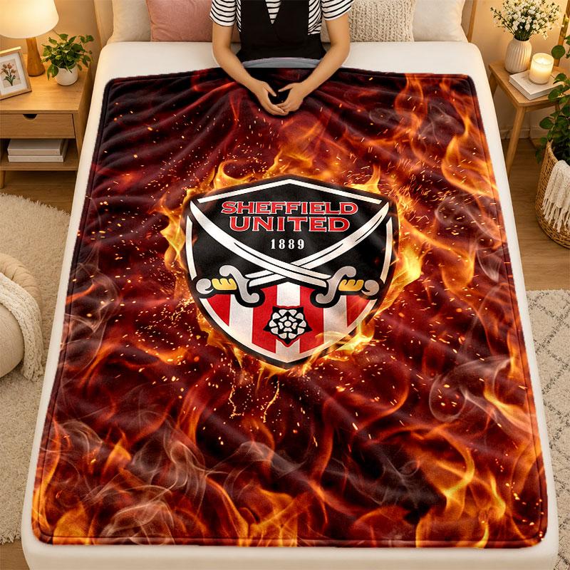 Flannel BlanketSheffield United Football Warm Soft Throw Blanket for Indoor Sofa Bed Living Room Use