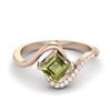 5mm Square Peridot 925 Sterling Silver Rose Vermeil Solitaire Bypass Women Engagement Ring