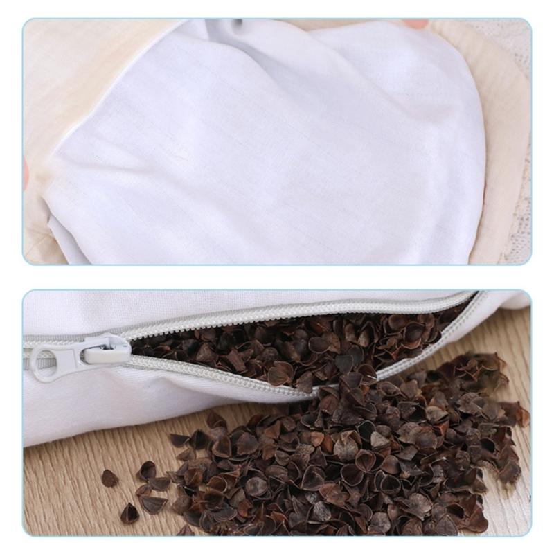 Comfortable and Cooling Infant Pillow Double Layer Gauzes Buckwheat Filling Pillow Breathable Moon-shaped Baby Pillow