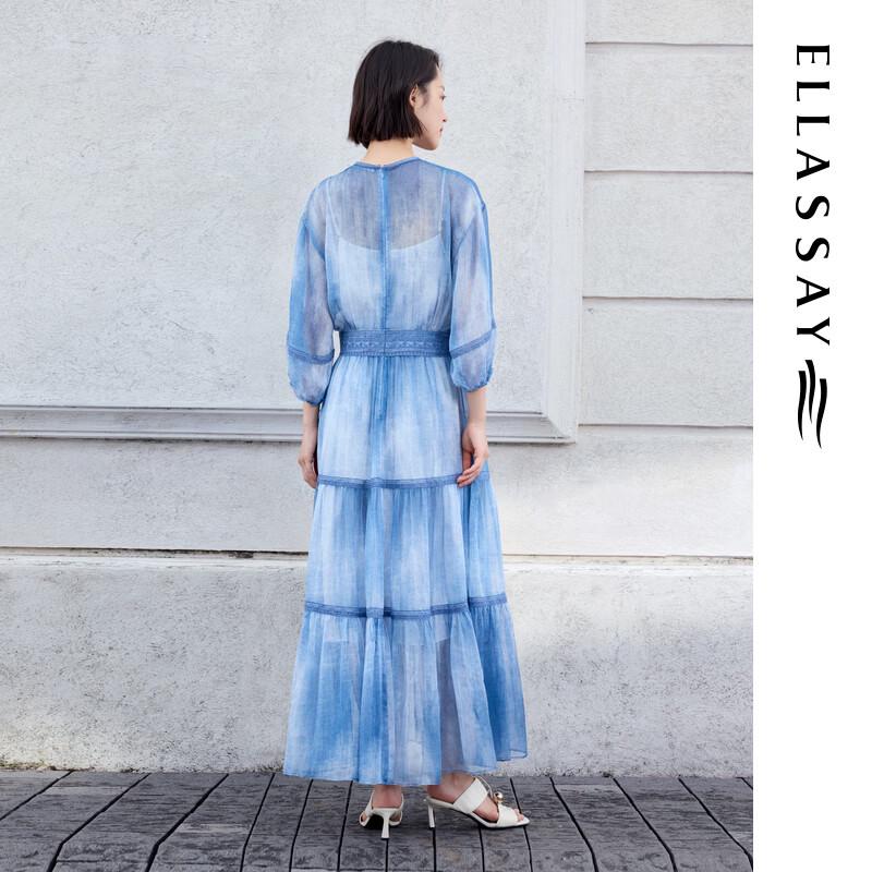 ELLASSAY 2026 Summer Gradient Tie-Dye Lace Midi Dress