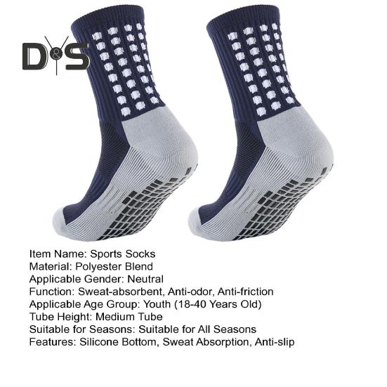 1 Pair Sports Socks Anti-slip Silicone Bottom Mid-tube Sweat Absorption Fine Knitting High Elasticity Daily Wear Football Basketball Calf Socks