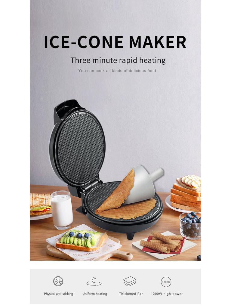 Electric Breakfast Crepe and Egg Roll Maker with Spring Roll & Ice Cream Skin Functions