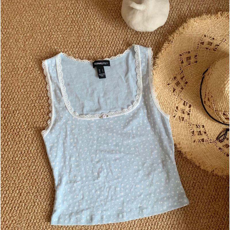 

Foreign Street 100% Cotton Lace Polka Dot Petal Camisole C831