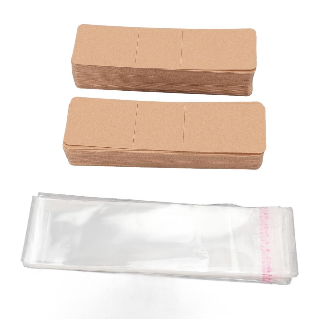 200 Stück Set Lesezeichenhülle Set Blanko Lesezeichen Displaykarte und Transparente Selbstklebetasche für