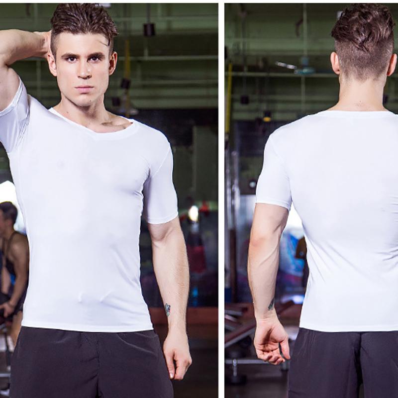 IELGY quick-drying running Men training sports short-sleeved V-neck tight-fitting high-stretch T-shirt