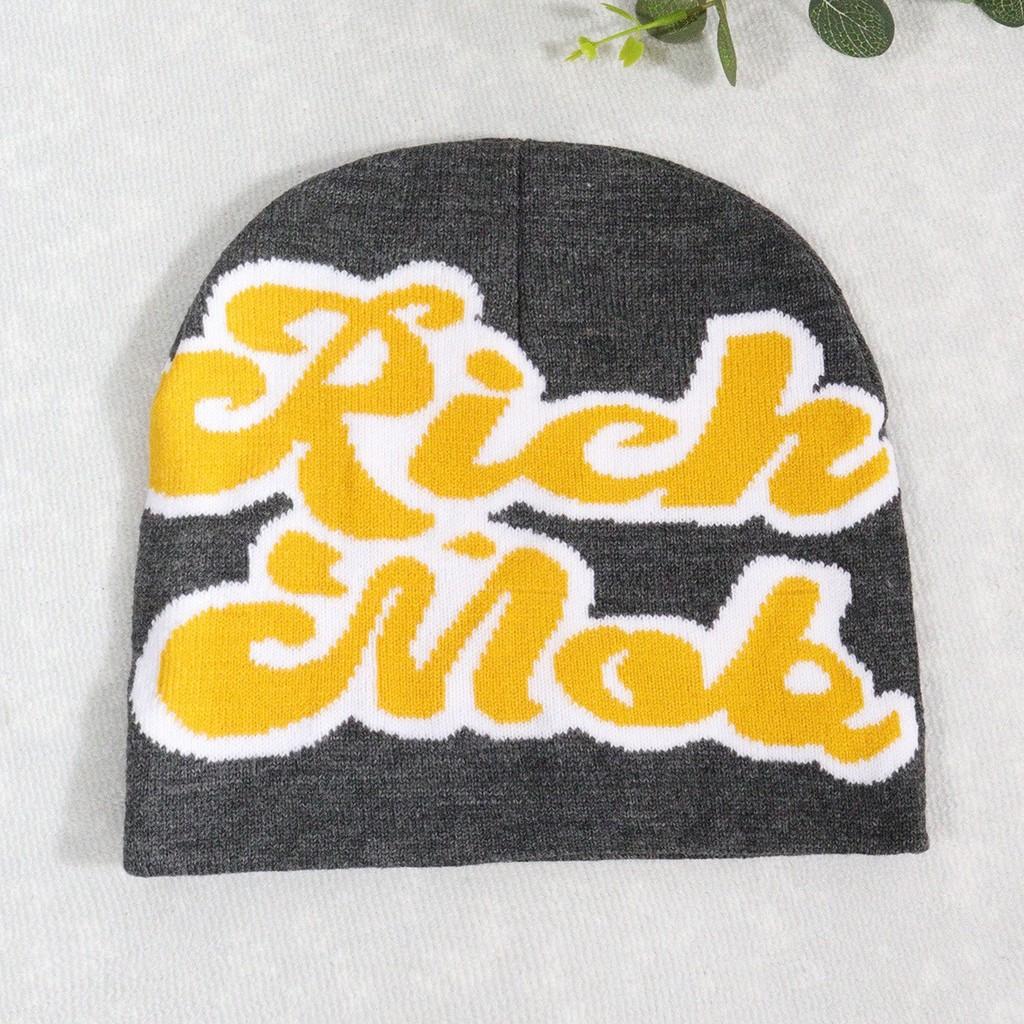 Blocked Fashion Color Letter Pattern Neutral Casual Warm Knitted Hat Autumn For