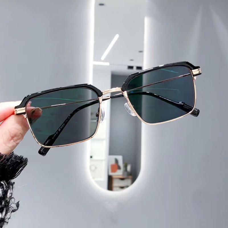 

Фотохромные очки для чтения, солнцезащитные очки в полуоправе из металла, сверхлегкие очки для пребиопии для женщин и мужчин 0 +1,0+1,5+2+2,5+4 1.5 золотой