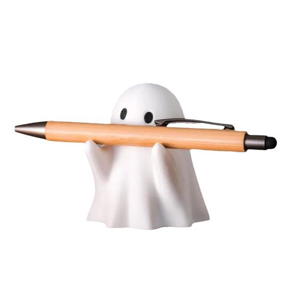 Cute Ghost Pen Holder Spooky Halloween Gift Resin Office Desk Decor Creative Home Decoration Festive Party Supply Gift Idea
