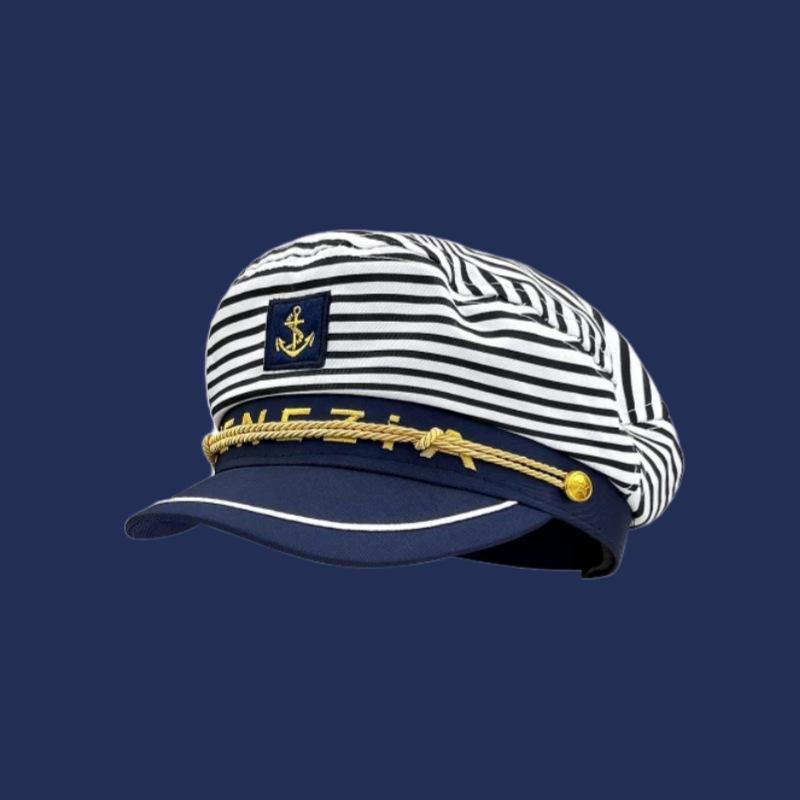 Britischer Stil Flache Kappe Kapitän Marinehut Damen Sommer Hottie Foto Matrosenhut Gesicht Zeigen Kleines Retro Barett Trend