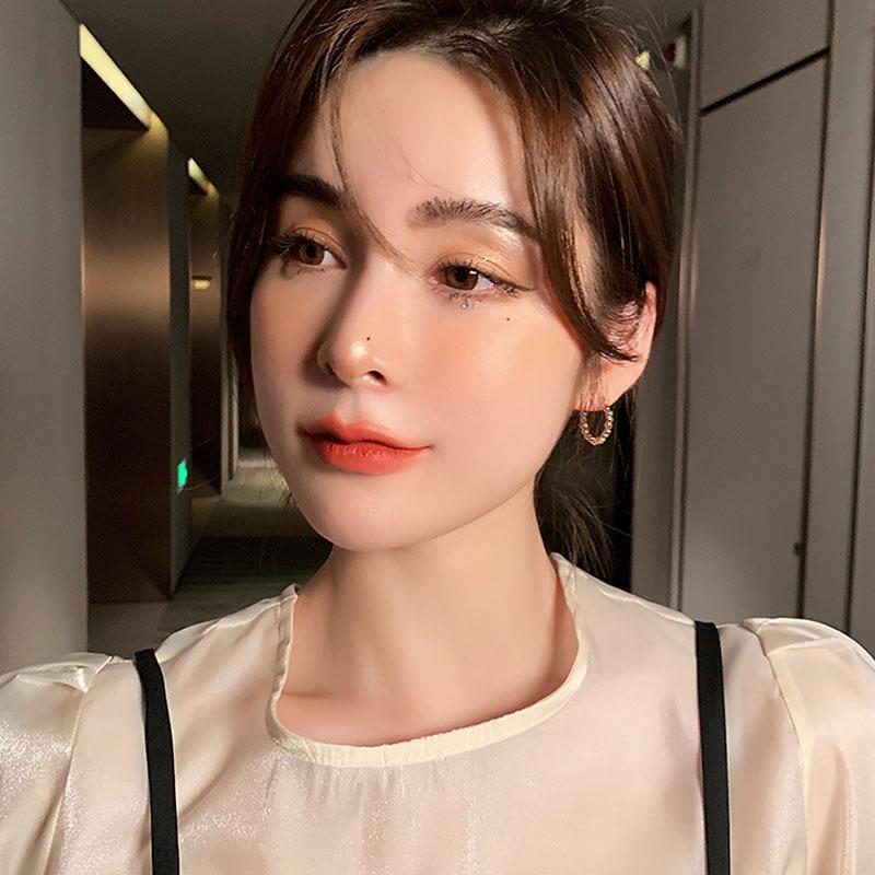 2022 Trendy Korean Bean Metal Hoop Earrings - Hot Celebrity Style for Women