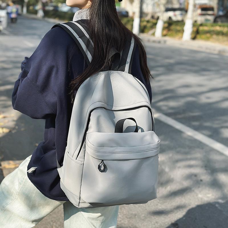 Schoolbag Women's Solid Color Backpack Nylon Waterproof Campus Student Backpack