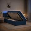 LED Storage Bed with Mattress Blue 100 X 200 Cm Fabric