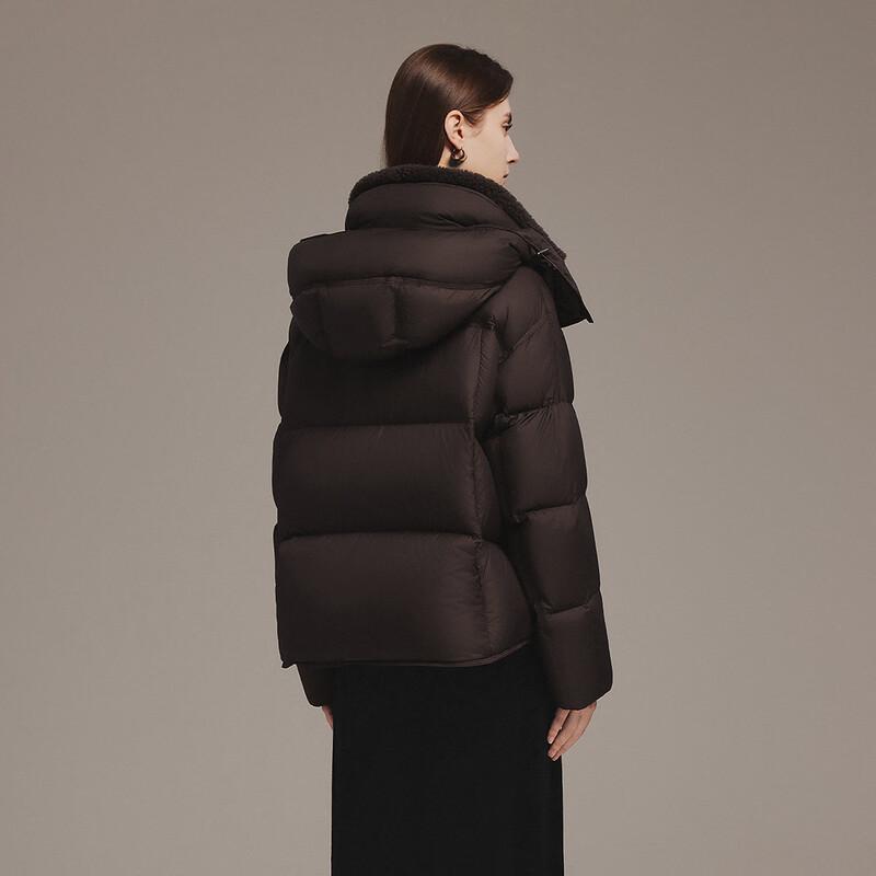 Tanboer Geacă scurtă de puf pentru femei, supradimensionată, cu glugă detașabilă, TB5520350Z