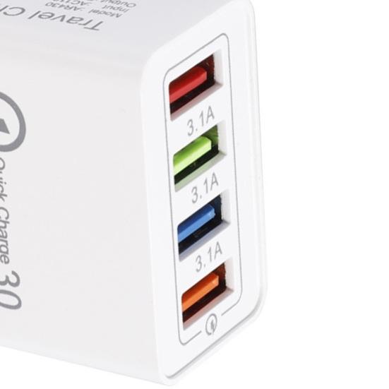Portable Travel 4 USB Ports Fast Charging QC 3.0 Wall Charger Power Adapter