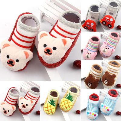 FEITONG Newborn Baby Boys Girls Cartoon Ears Floor Socks Anti-Slip Baby Step Socks