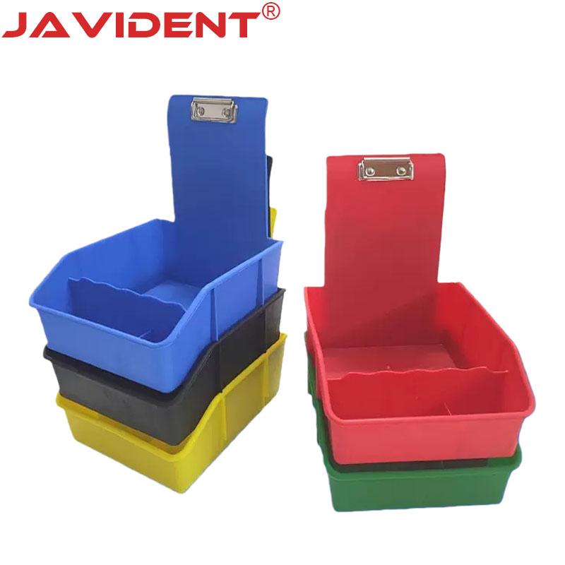 4Pc Dental Extra-Large Transfer Box Laboratory Divided Work Tray Colored Plastic Model Transfer Box Metal Clip Storage Box