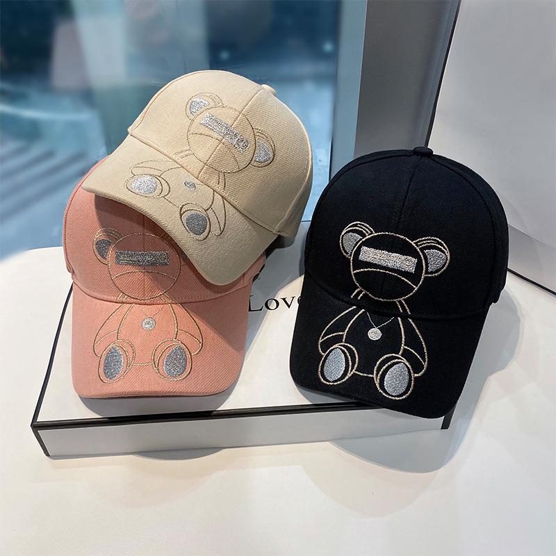 Korean Style Cute Teddy Bear Embroidery Women's Baseball Cap - Versatile Duckbill Sun Hat for Summer and Spring