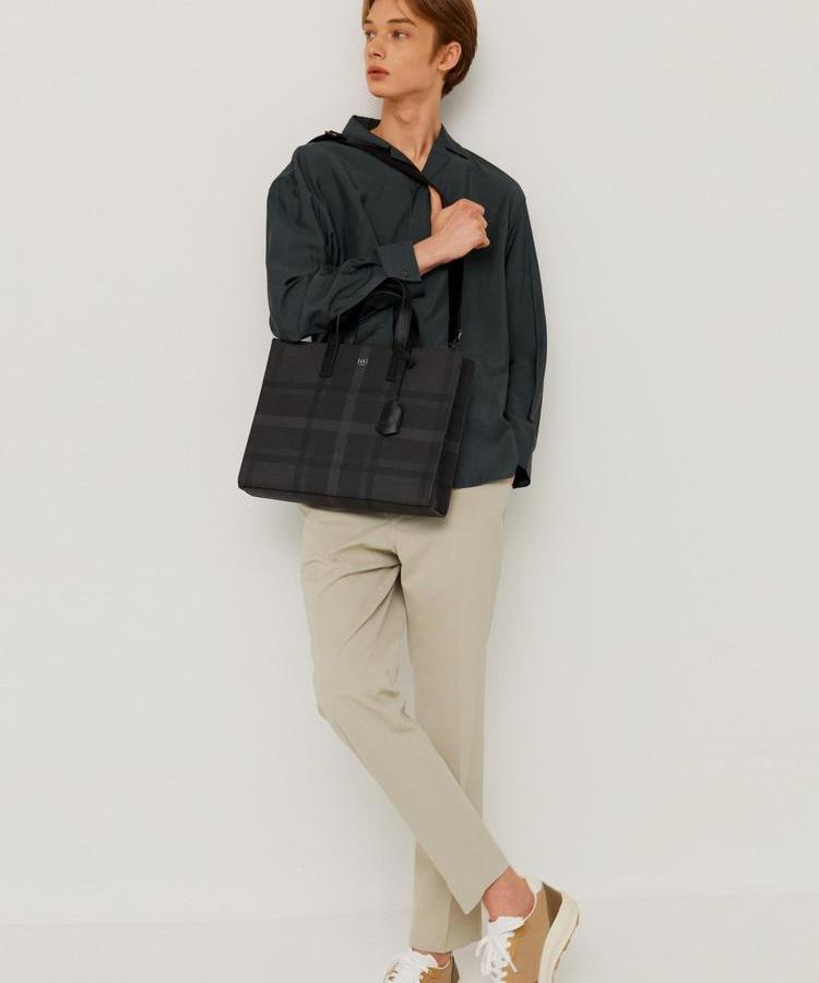 Daks Men'S Accessories (Daks Essential) Black Tartan Check Briefcase Dbba6Fe63Bk