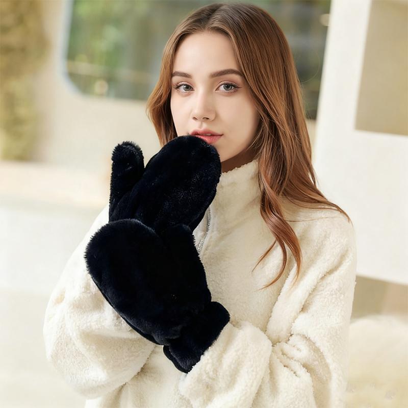 1 Paar Einfarbig Niedlich Kaltwetterausrüstung Vielseitig Weiche Textur Wärme Fäustlinge Bequem Mehrfarbig