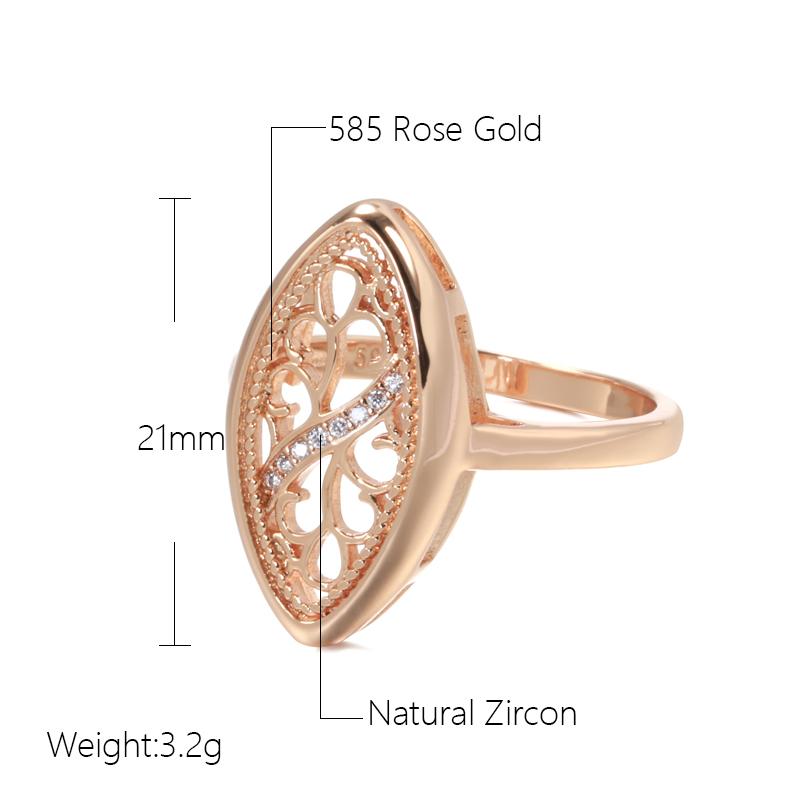 Trend  Rose Gold Ring For Women Micro Wax Inlay Natural Zircon Hollow Flower Ethnic Bride Ring Vintage Jewelry