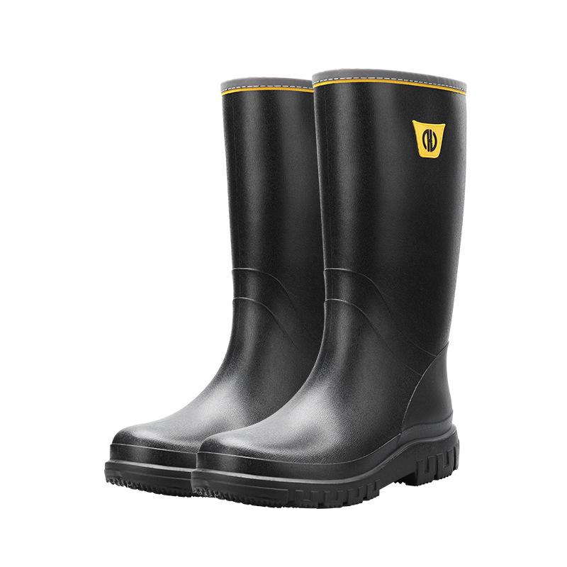 Four-season fashion high-top rain boots, men s wear-resistant waterproof shoes, men s water boots, non-slip rain boots, car wash fishing rubber shoes 39 чёрный