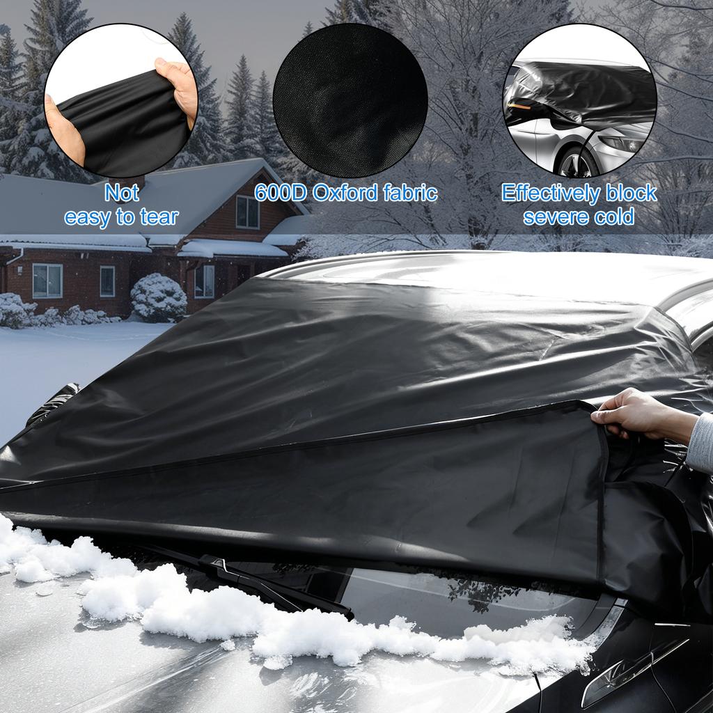 Schneedecke für die Windschutzscheibe 600D Auto-Sonnenschutzabdeckung mit 360° winddichtem Design Auto-Frontscheiben-Eisschutzabdeckung für LKW SUV