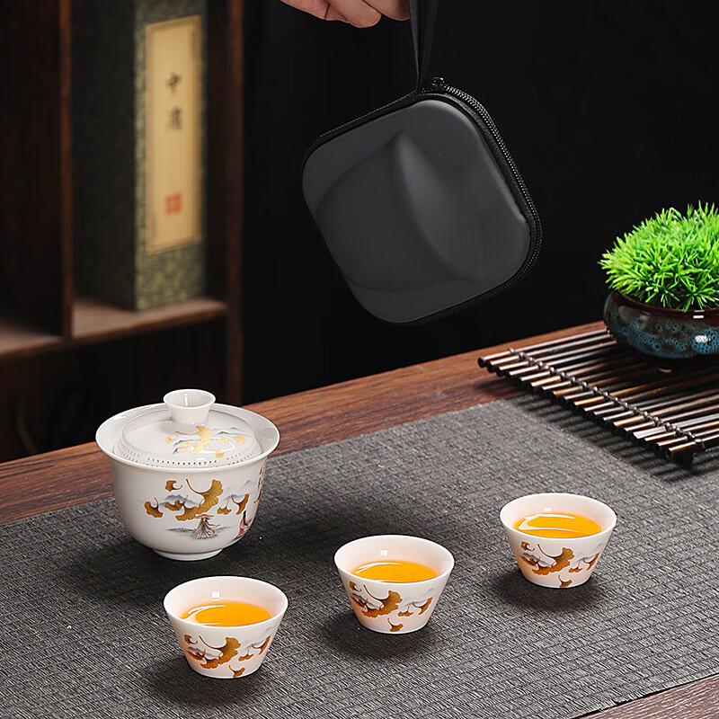 Thousand Li Rivers & Mountains Portable Ceramic Tea Set