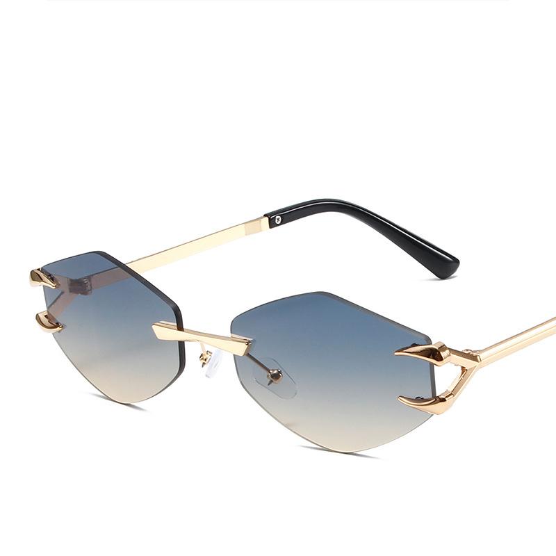 Rimless Sunglasses Women 2024 New Unique Polygon Fashion