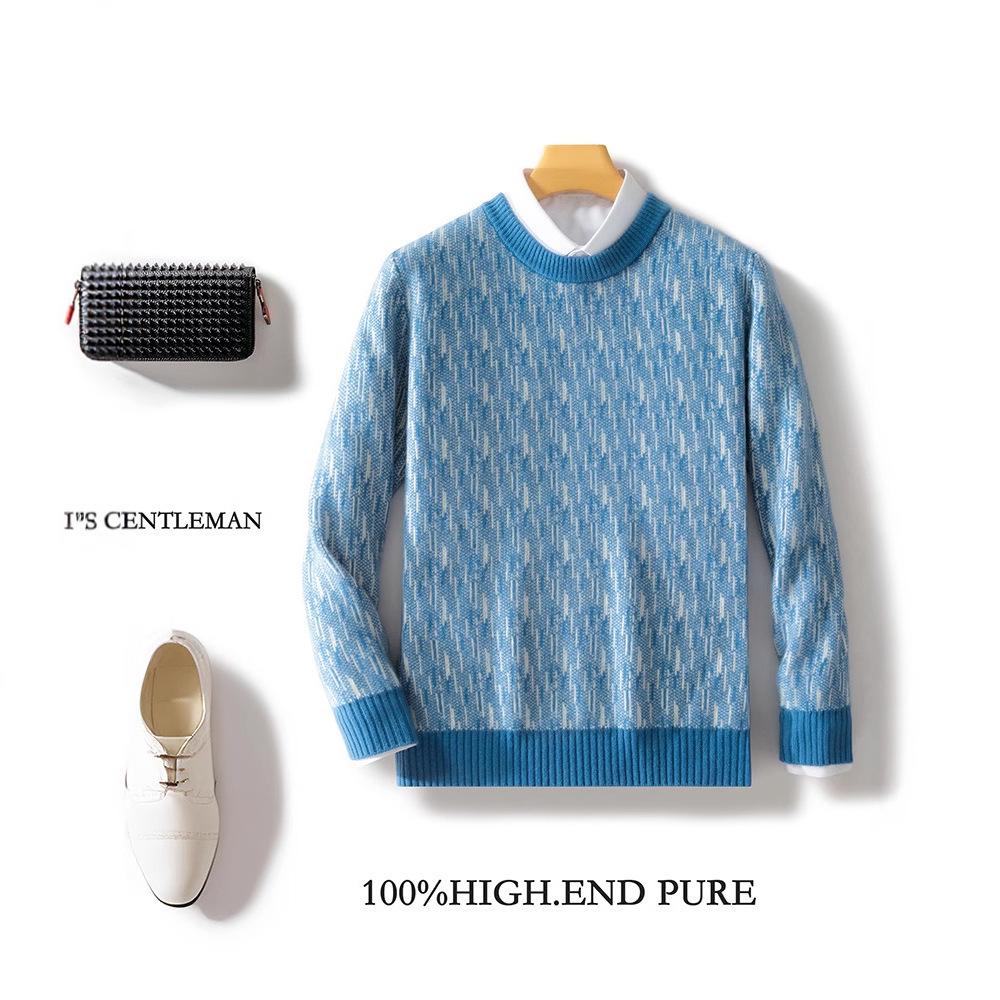 

Men s Retro Mixed Color Thick Knit Sweater 3XL