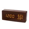 Creative Digital Wood Clock Electronic Clock Smart Bedside Alarm Clock Mute Temperature and Humidity Meter Desktop Student Electronic Clock