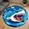 1PC Shark Teeth Round Chair Mat Area Rug - Non-Slip, Floor Mat for Office, Bedroom, and Indoor Decor -Gift D1127211
