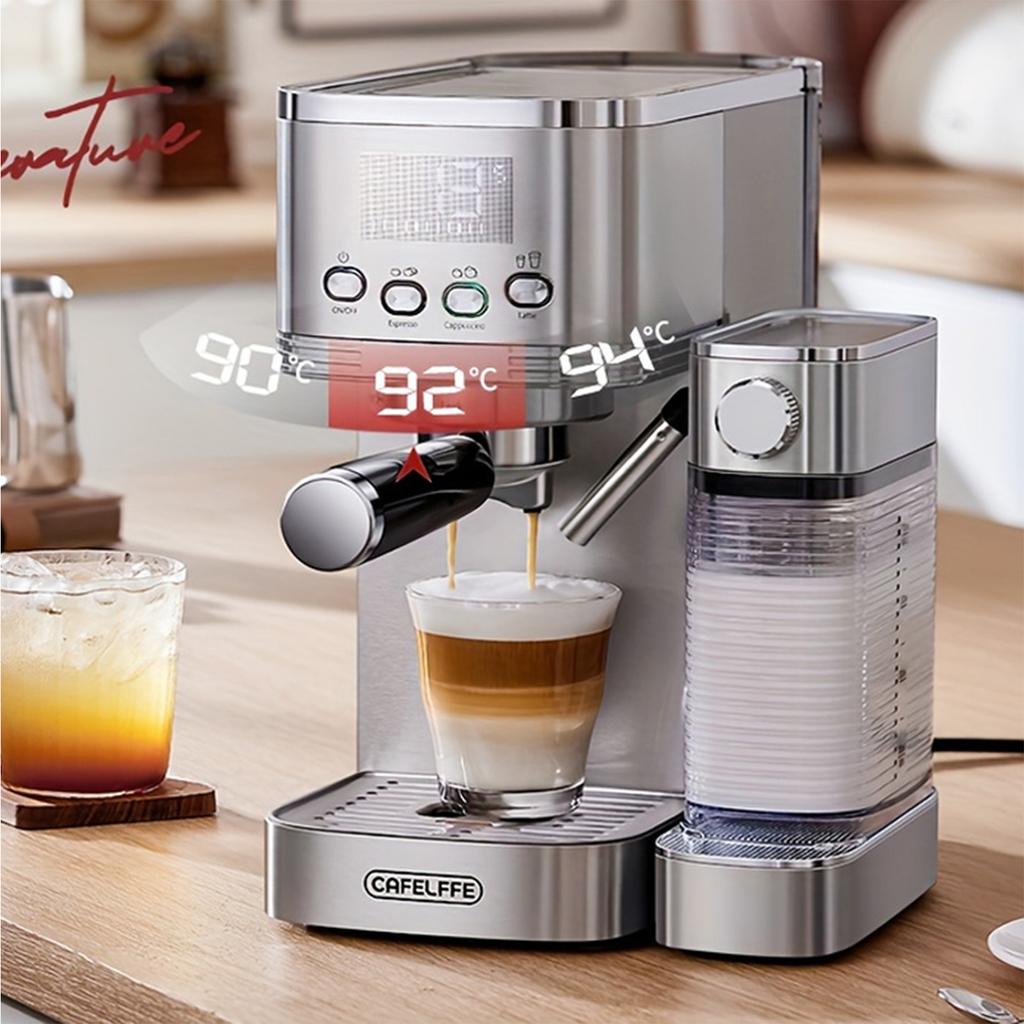Electric Coffee Machine with Milk Frothing System 3 Temperature Adjustable 20Bar Pre-brew Coffee