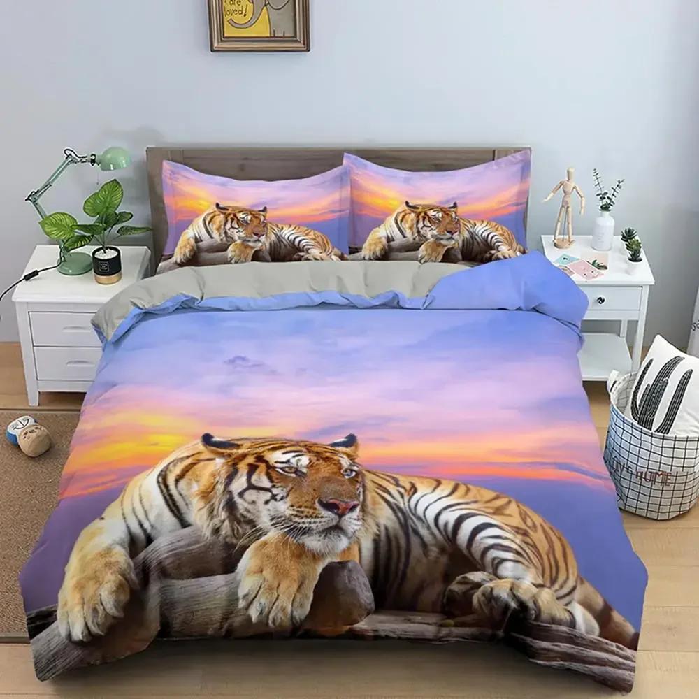 Tiger Wild Theme 3D Duvet Cover Bedding Set Comforter Linen Pillowcases Home Decor Single Double Twin King Queen