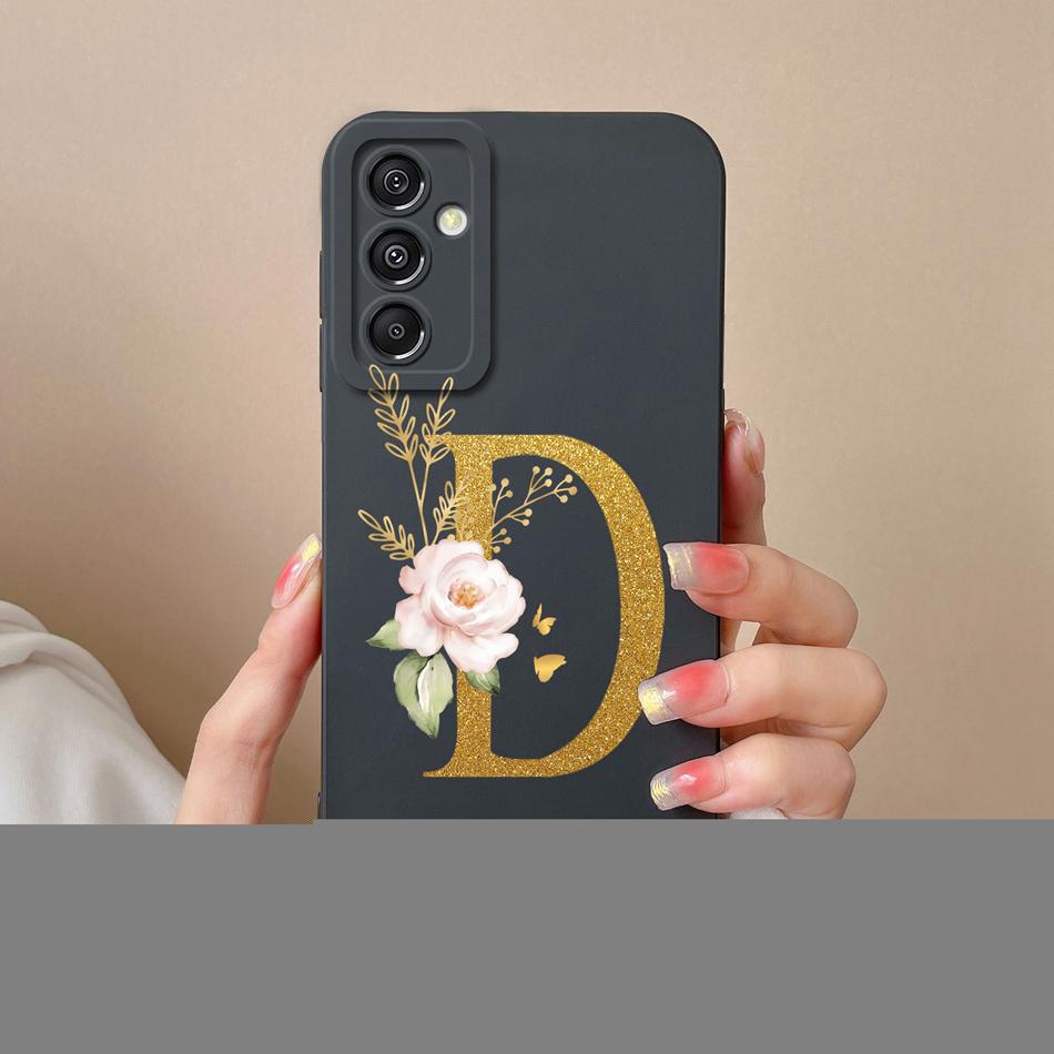 Simple Case For Samsung A15 4G 5G Rose Letter Mask Soft Liquid Silicone Camera Protector For Samsung Galaxy A15 A 15 Back Cover