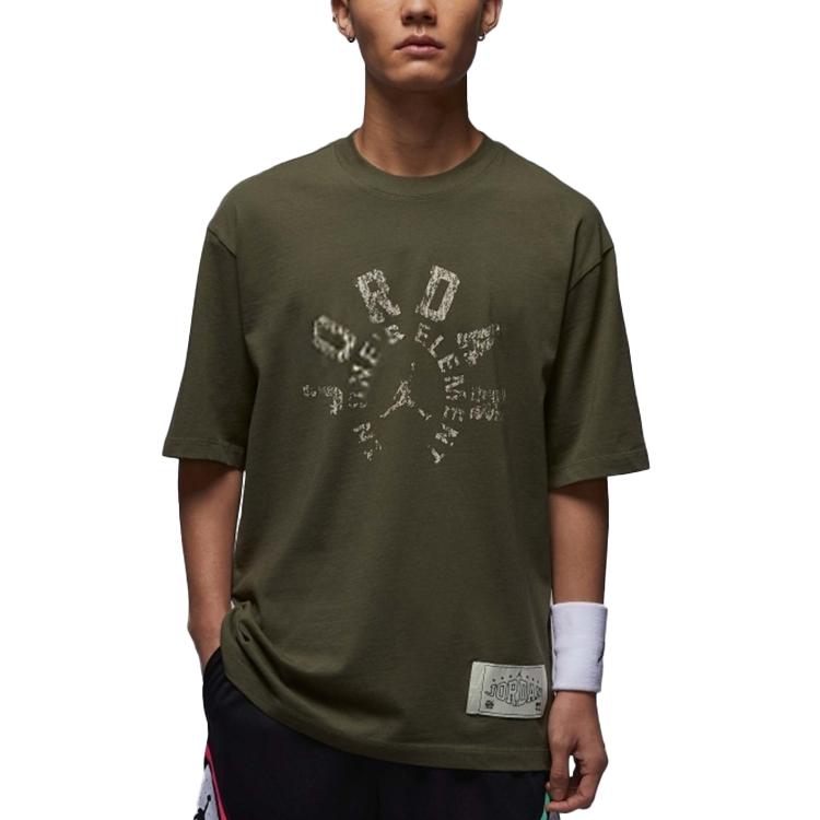 Jordan Dongdan 85 Sports Casual Breathable Round Neck Quick-Dry T-Shirt Men Tops Olive-Green HV1257222