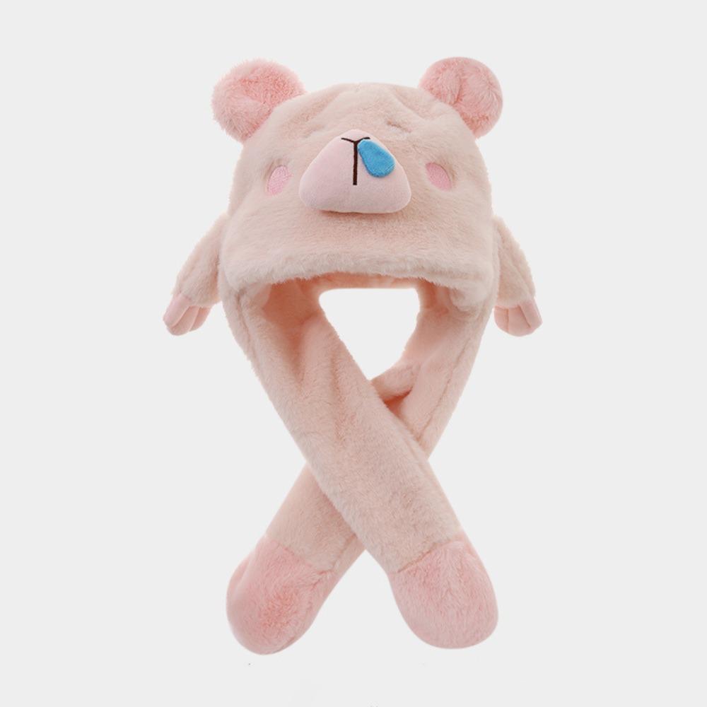 

Soft Cute Bunny Ears Hat Coral Fleece Airbag Plush Hat Children s Winter Cap Christmas Decoration розовый