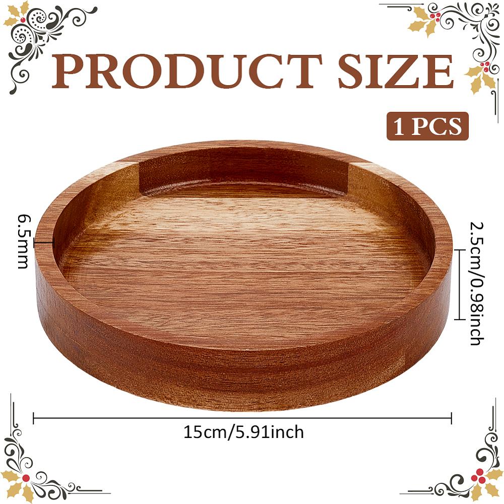 1pc Wood Serving Trays Saddle Brown 150x25mm Inner Diameter: 136mm
